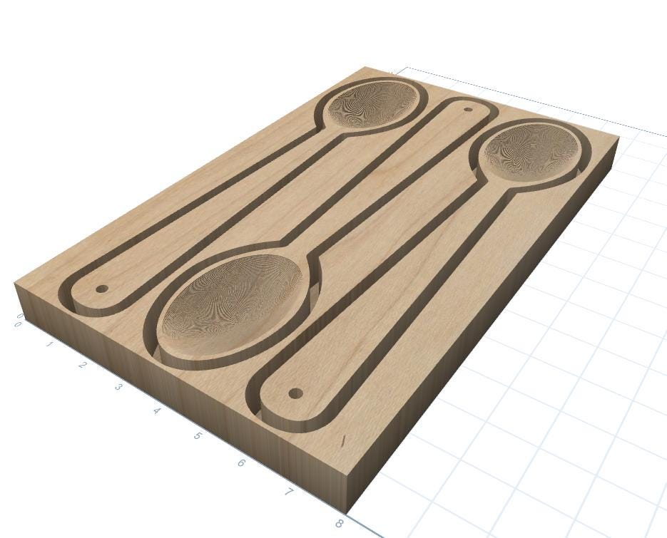 Spoon CRV. File for CNC Router, Easy One-Side Cut Toolpath