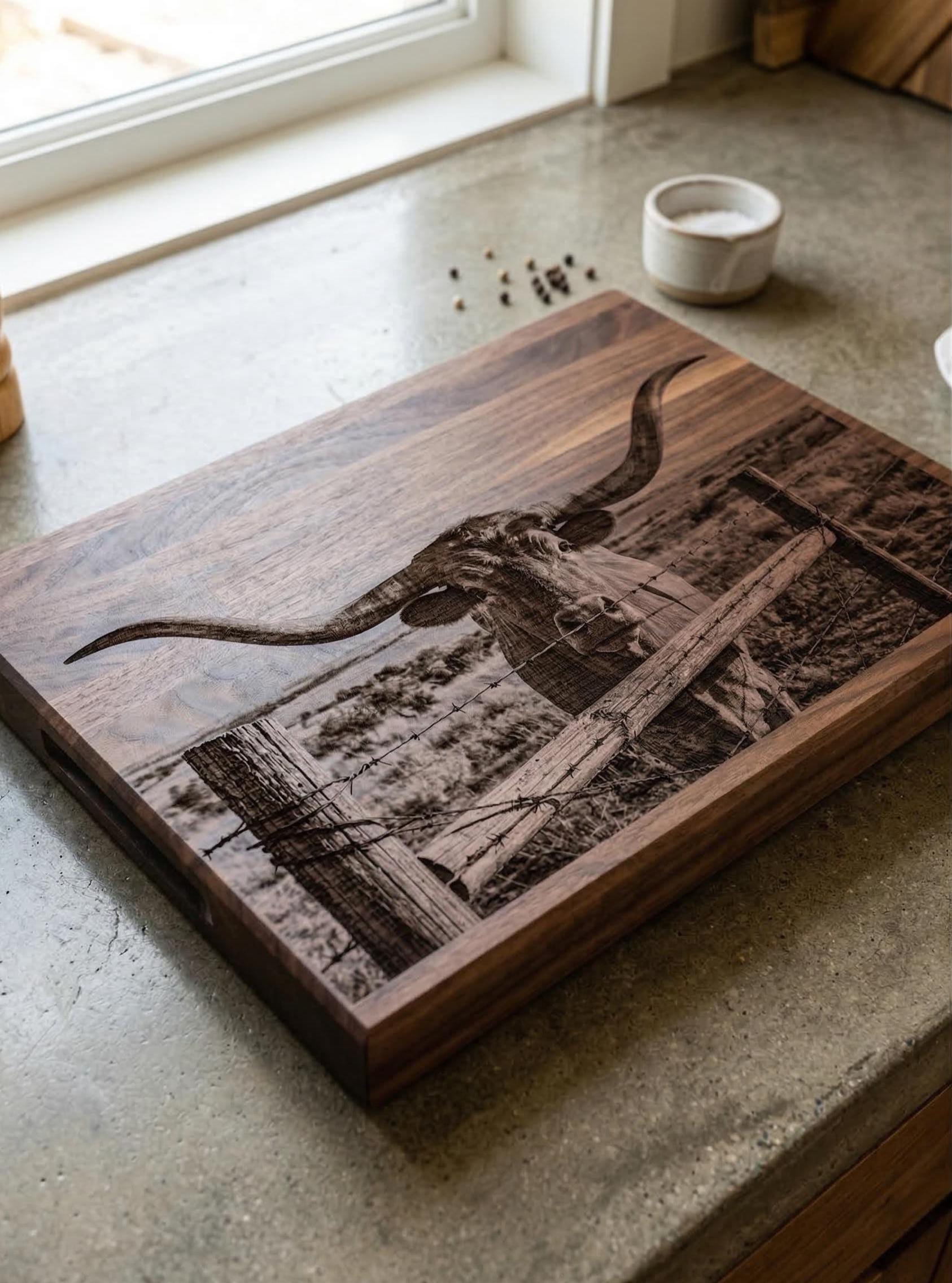 Laser files for a longhorn cow