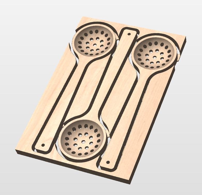 CNC File Vectric CRV: Nested Artisan Skimmer Spoon Set for VCarve & Aspire