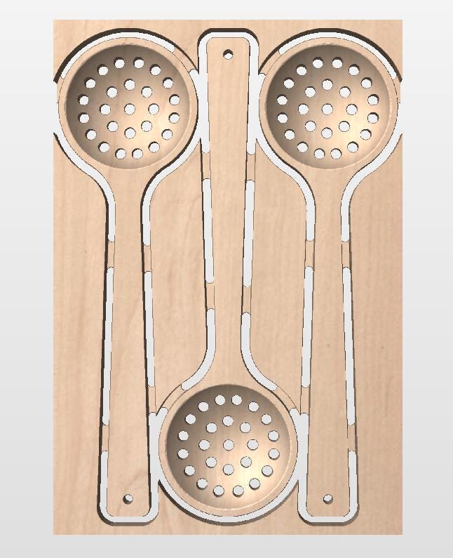 CNC File Vectric CRV: Nested Artisan Skimmer Spoon Set for VCarve & Aspire